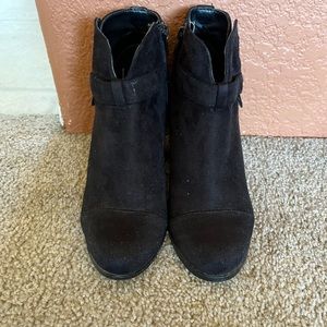 Black suede booties size 6